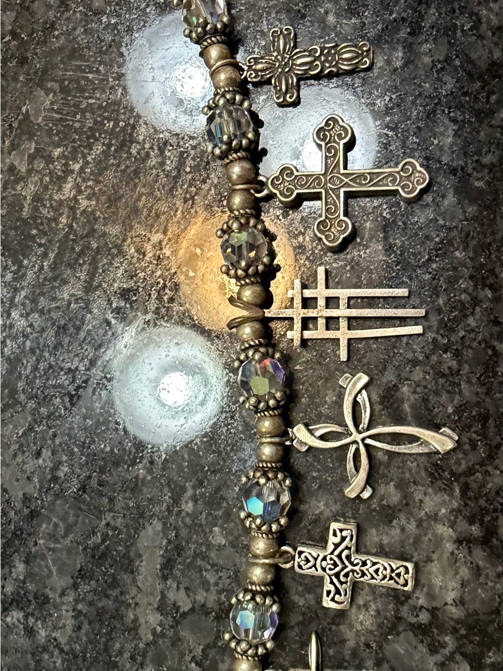 Gold-Tone Crystal Cross Charm Bracelet - Women Jewelry